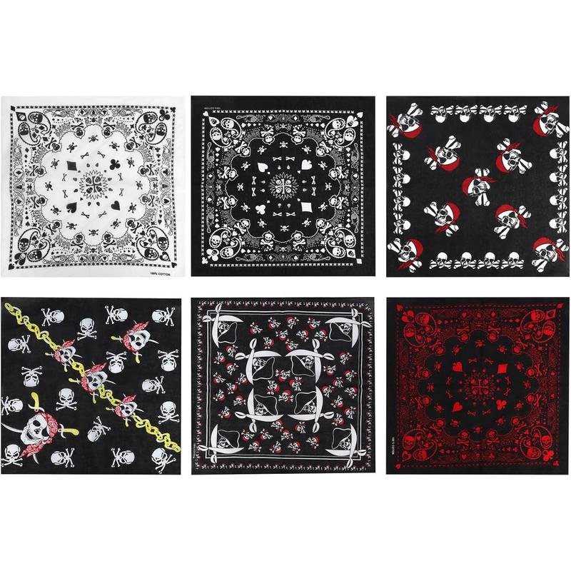 Cotton Pirate Bandana for Men Bandanas for Men Skull Bandana Pirate Party Costume Handkerchief  Headband