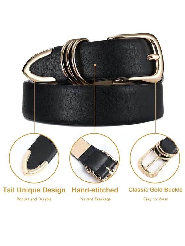 Women's Fashionable Plain Color Buckle Belt, Casual Waistband for Jeans Trousers, Trendy All-match & Exquisite Belt for Birthday Gift