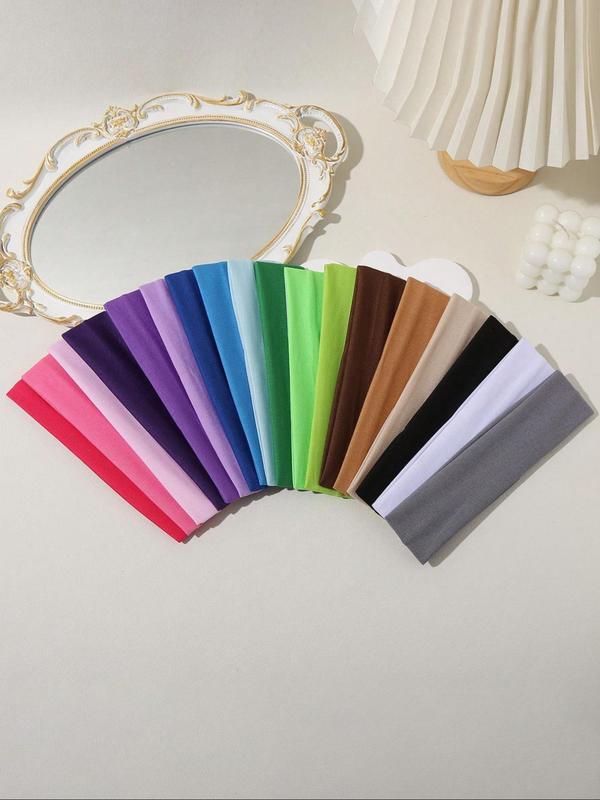 Solid Color Hair Band, Sweat-absorbing Elastic Hair Band for Women & Girls, Minimalist Headwear Suitable for Thick Hair