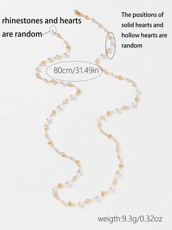 Elegant Rhinestone Decor Y-shaped Chain Necklace, Fashion Heart Design Necklace for Party, Daily Decor, Trendy All-match & Exquisite Jewelry for Birthday Gift