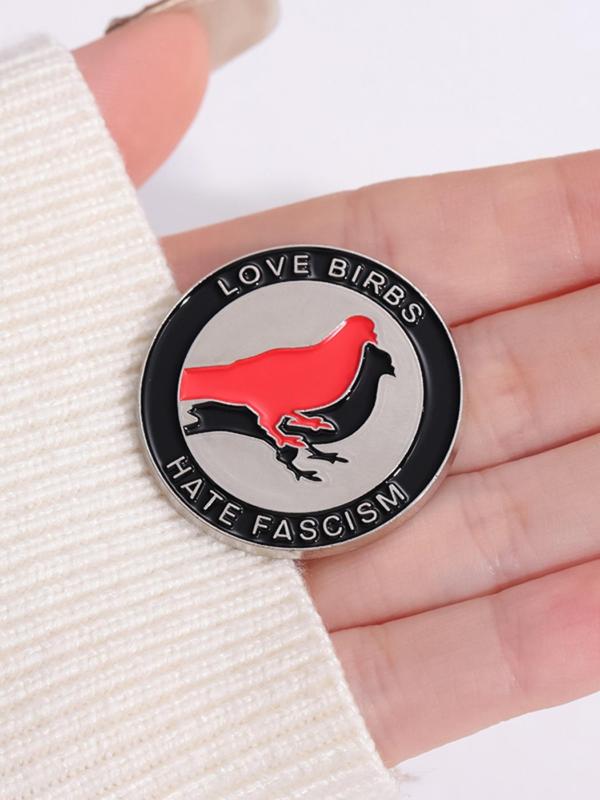 Round Bird Design Pin Brooch, Fashion Cute Alloy Accessories for Daily Holiday Gift, Enamel Pin Suitable for Backpacks, Jeans, Scarves, Hats Decoration