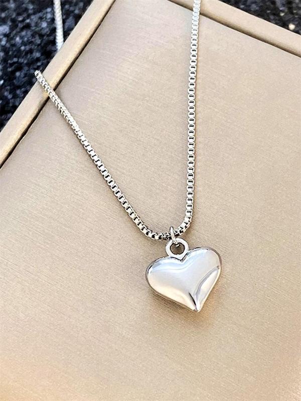 Elegant Heart Necklace As Gift for Girlfriend, Stainless Steel Matching Necklace, Fashion All-match Vintage Jewelry for Daily Decor