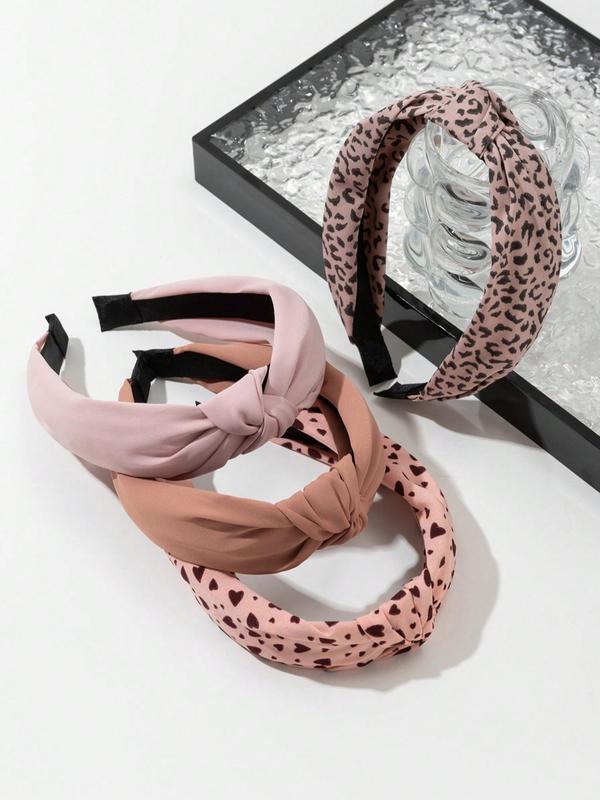 Leopard Print Knot Design Headband for Party, Casual Matching Knotted Hair Accessory for All Seasons, 2024 New Fashion Accessories for Women & Girls for Hairstyle Ideas, Fall Outfits, Fall Freshness