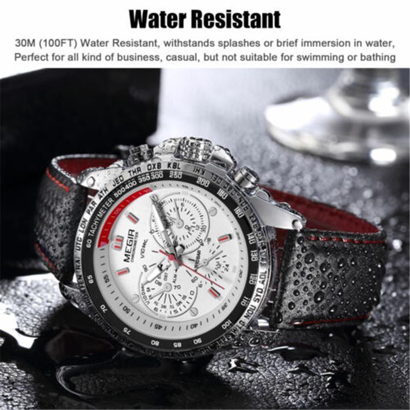 Waterproof MEGIR Men's Stainless Steel Analog Sports Quartz Wrist Watch Analog