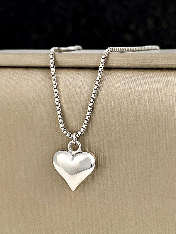 Elegant Heart Necklace As Gift for Girlfriend, Stainless Steel Matching Necklace, Fashion All-match Vintage Jewelry for Daily Decor