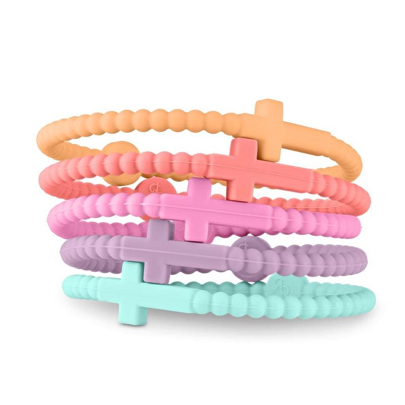 5 Counts Colorful Silicone Cross Bracelets Religious Waterproof Bracelets set for Women Girls Men Boys Sports Christian Catholic Birthday Gifts