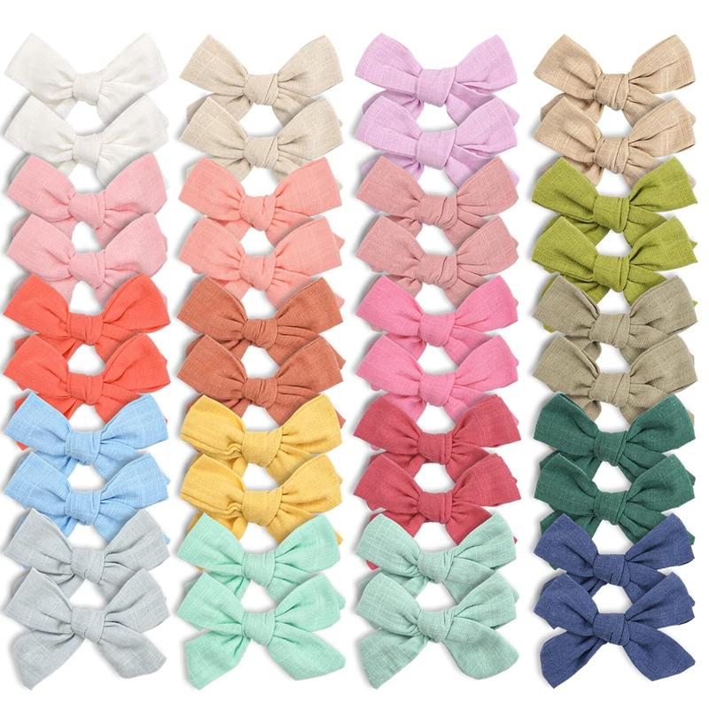 40 Pieces Hair Bows Linen Fabric Bows Alligator Clips Hair Accessories for Birthday Party,Family Dinner and Family Photography