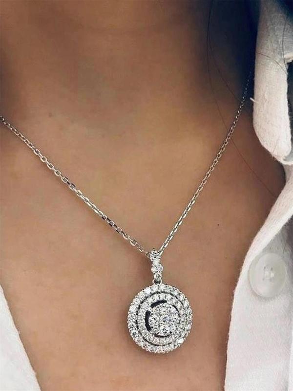 Elegant Rhinestone Decorated Pendant Necklace for Women for Gift,  Fashion All-match Accessory, Trendy Accessories for Party and Daily Life without Box