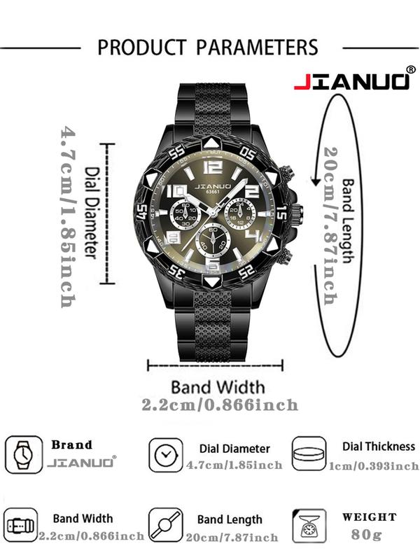 Men's Business Fashion Round Dial Quartz Watch, Fashion Watch for Party, Daily Clothing Decor, Trendy All-match & Exquisite Watch for Birthday Gift