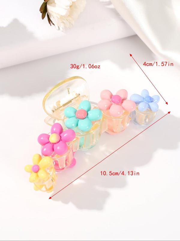 Cute Colorblock Flower Design Hair Claw, Elegant Hair Accessories for Women & Girls, Minimalist Headwear Suitable for Thick Hair