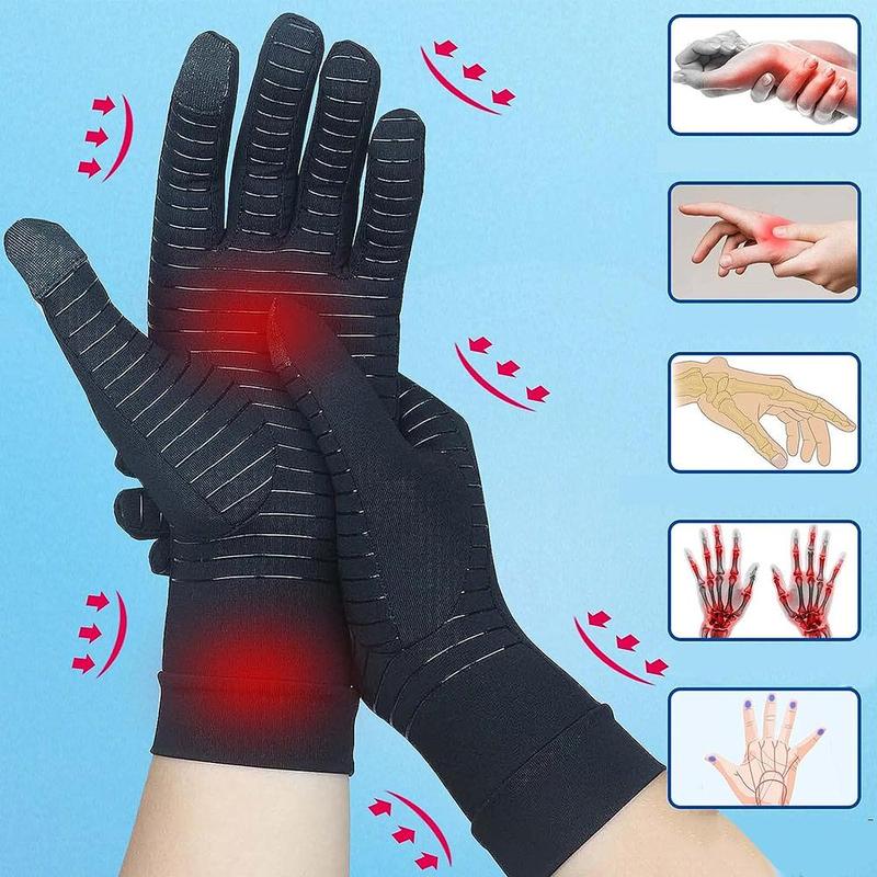 Full Finger Gloves, 1 Pair Copper Infused Gloves for Women & Men, Daily Cycling, Driving, Typing Gloves, Gym Accessories