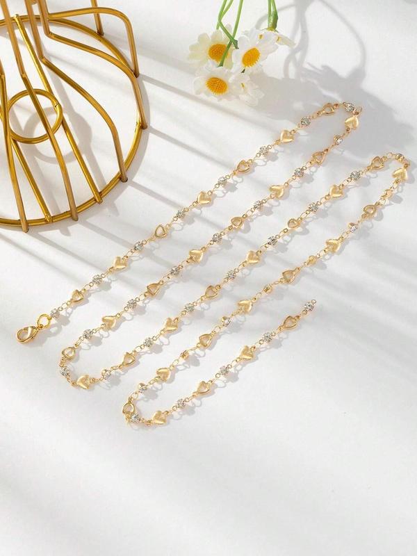 Elegant Rhinestone Decor Y-shaped Chain Necklace, Fashion Heart Design Necklace for Party, Daily Decor, Trendy All-match & Exquisite Jewelry for Birthday Gift