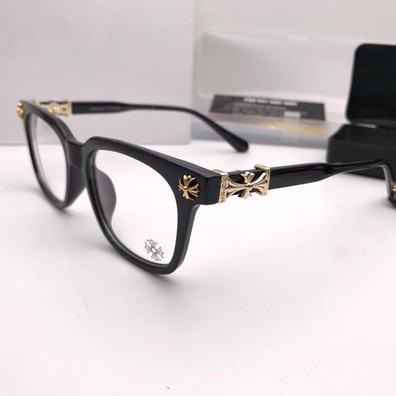 Chrome heart glasses black frame gold logo