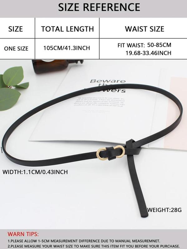 Women's Solid Color Buckle Thin No Punching Belt, Pu Leather Belt for Party, Daily Clothing Decor for Girl, Trendy All-match & Exquisite Belt As Gift