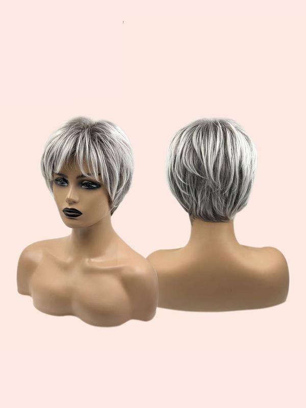 Jbextension 10 Inch Short Wavy Pixie Cut Wig with Wig Cap, Natural Fluffy Wigs with Bangs for Women & Girls, Synthetic Wigs for Party, Daily Hairstyle Ideas,  Fall Hair Trends 2024