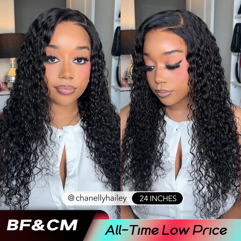 Wavymy Pre-Bleached Wear Go Casual Water Wave Versatile 4x6 Closure Lace Wigs Pre-Cut Glueless Wig 180% Density Wig Ready To Go Full Hair