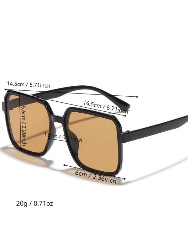 Unisex Simple Style Square Frame Sunglasses, Trendy Casual Sunglasses for Everyday Use, Fashion Accessories for Outdoor Activities