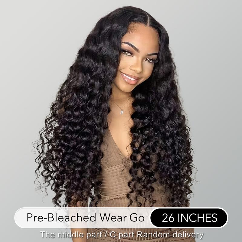 Wavymy Pre-Bleached Wear Go Casual Water Wave Versatile 4x6 Closure Lace Wigs Pre-Cut Glueless Wig 180% Density Wig Ready To Go Full Hair