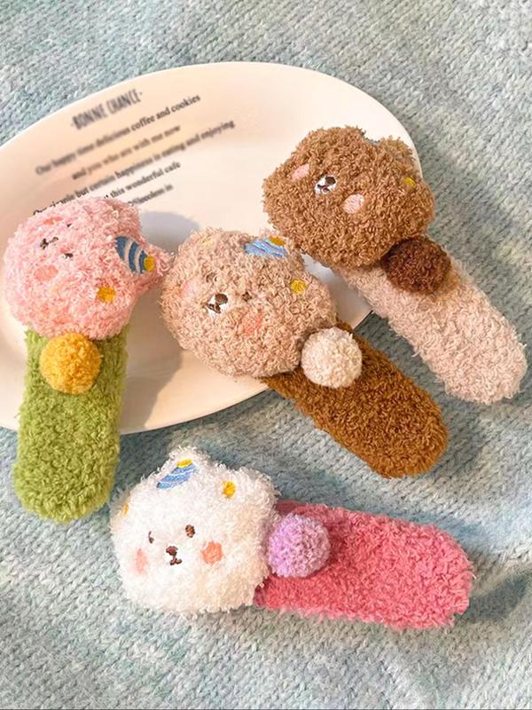 Cute Bear Design Plush Hair Clip, Fashionable Hair Accessories for Women & Girls, Minimalist Headwear Suitable for Thick Hair