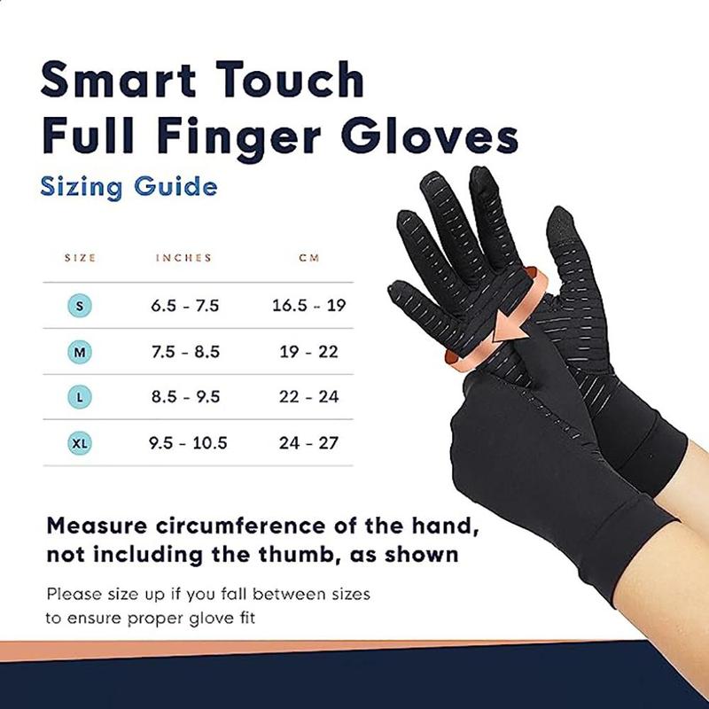 Full Finger Gloves, 1 Pair Copper Infused Gloves for Women & Men, Daily Cycling, Driving, Typing Gloves, Gym Accessories