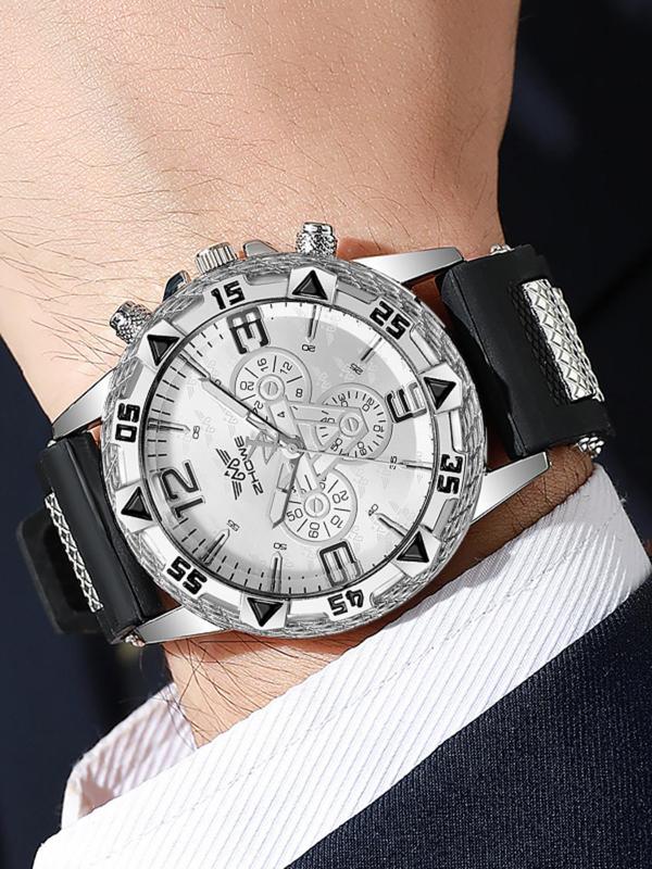 Men's Business Fashion Round Dial Quartz Watch, Fashion Watch for Party, Daily Clothing Decor, Trendy All-match & Exquisite Watch As Gift with Box