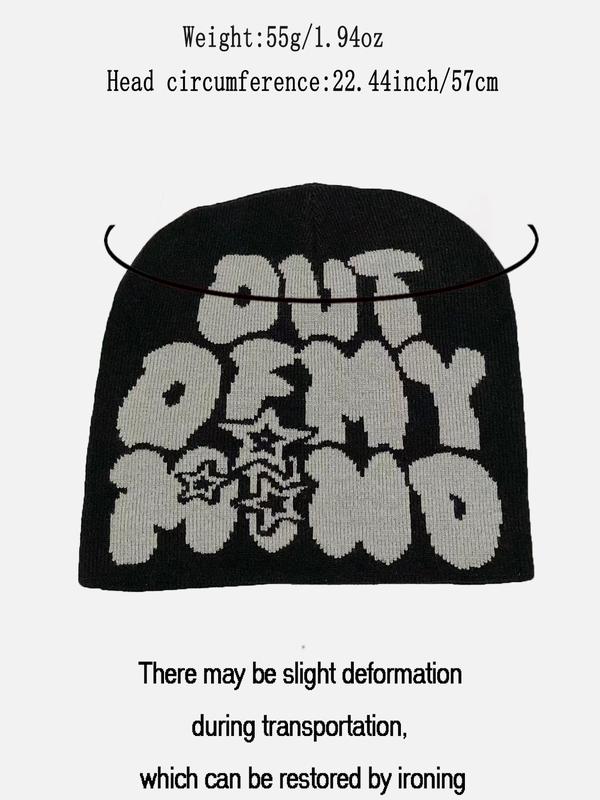 Unisex Street Style Letter Pattern Beanie Hat for Men, Casual Trendy Beanie Hat, Fashionable Beanie Hat for Fall & Winter