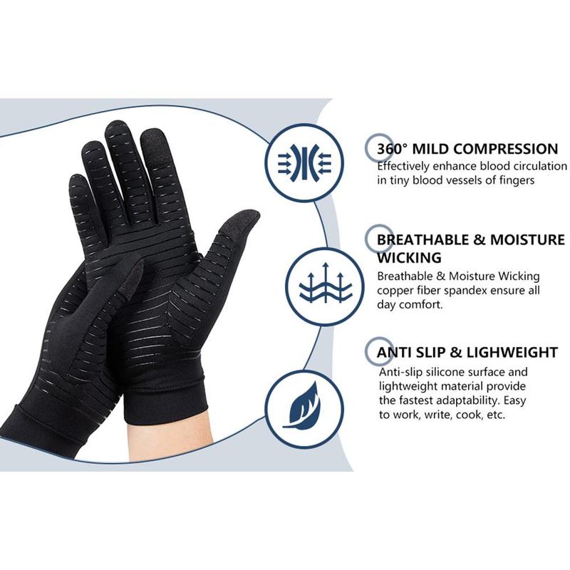 Full Finger Gloves, 1 Pair Copper Infused Gloves for Women & Men, Daily Cycling, Driving, Typing Gloves, Gym Accessories