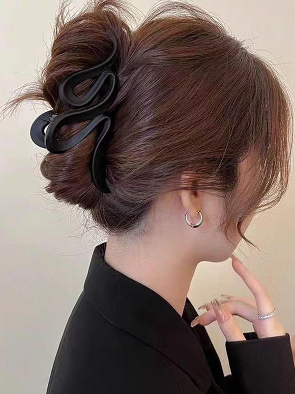 Elegant Plain Wavy Design Hair Claw,  Creative Anti-slip Hair Claw for Daily Use, Fashion Hair Accessories for Women & Girls