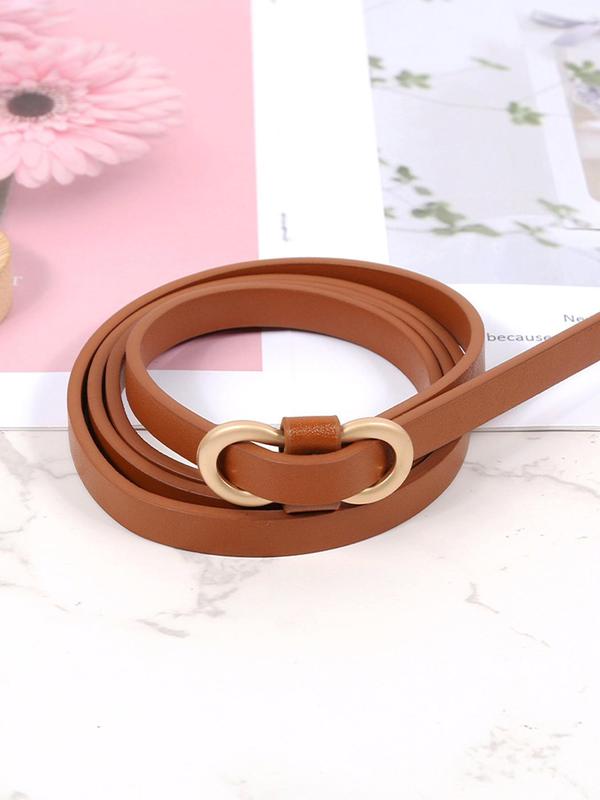 Women's Solid Color Buckle Thin No Punching Belt, Pu Leather Belt for Party, Daily Clothing Decor for Girl, Trendy All-match & Exquisite Belt As Gift