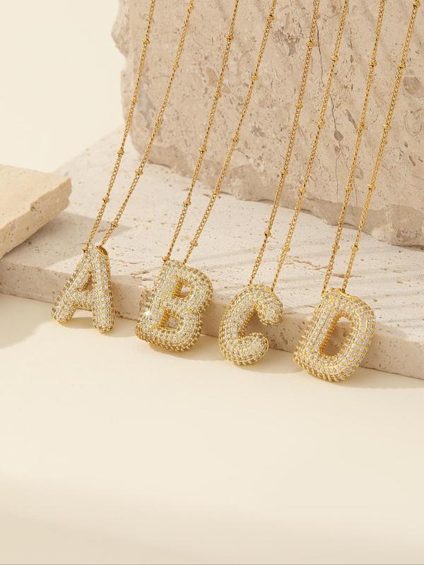 Fashion Alphabet Detail Pendant Necklace for Women & Girls, Rhinestone Decor Necklace for Party, Daily Clothing Decor, Trendy All-match & Exquisite Jewelry for Birthday Gift for Back To School Fall