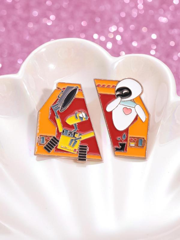 Cartoon Robot Design Brooch, Cute Enamel Pin for Backpacks, Jeans, Scarves, Hats Decoration, Fashion All-match Accessories for Men & Women