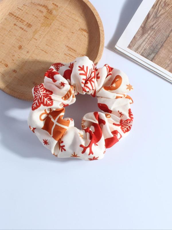 Christmas Themed Scrunchie, 6 Counts Cute Hair Scrunchies, High Stretch Hair Tie, Fashion Hair Accessories for Women & Girls