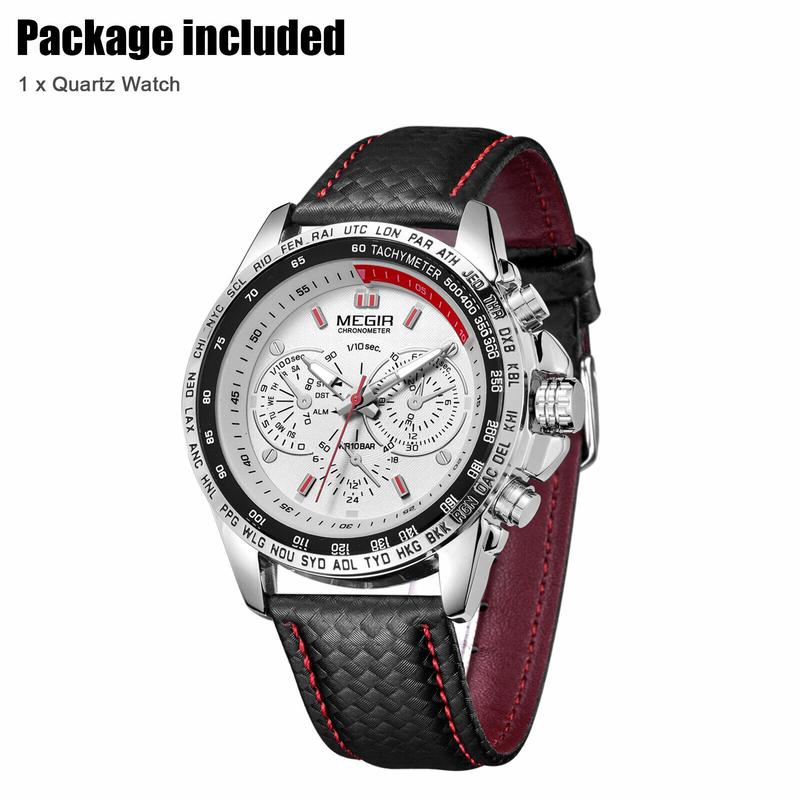 Waterproof MEGIR Men's Stainless Steel Analog Sports Quartz Wrist Watch Analog