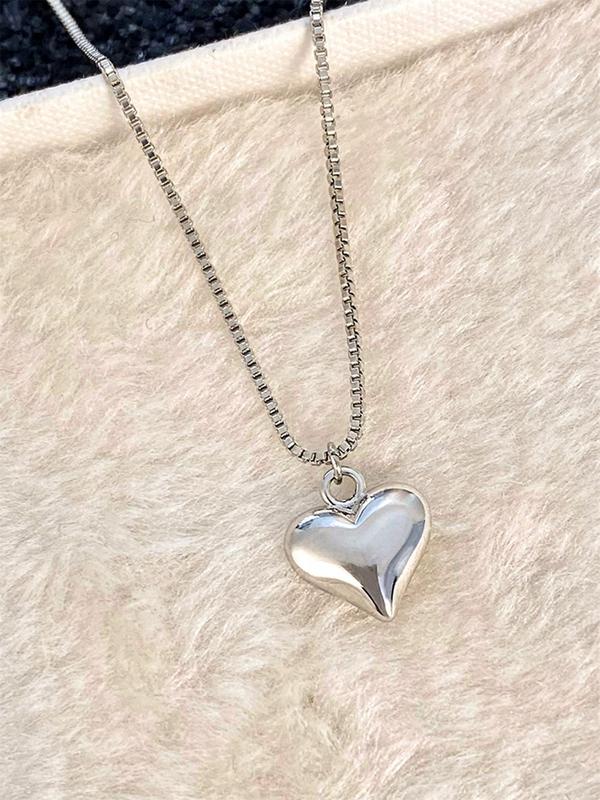 Elegant Heart Necklace As Gift for Girlfriend, Stainless Steel Matching Necklace, Fashion All-match Vintage Jewelry for Daily Decor