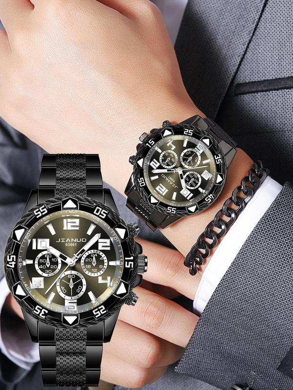 Men's Business Fashion Round Dial Quartz Watch, Fashion Watch for Party, Daily Clothing Decor, Trendy All-match & Exquisite Watch for Birthday Gift