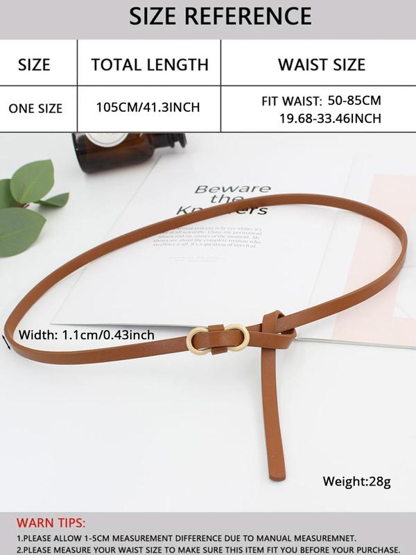 Women's Solid Color Buckle Thin No Punching Belt, Pu Leather Belt for Party, Daily Clothing Decor for Girl, Trendy All-match & Exquisite Belt As Gift