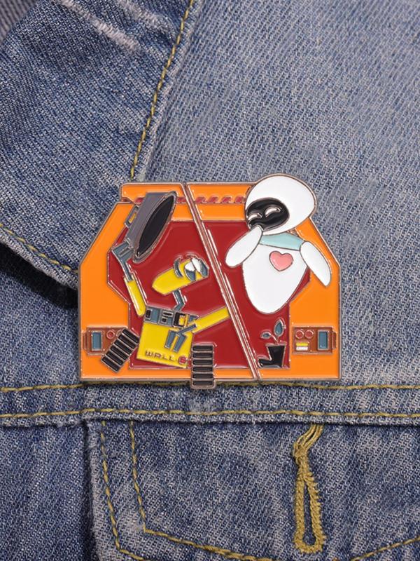 Cartoon Robot Design Brooch, Cute Enamel Pin for Backpacks, Jeans, Scarves, Hats Decoration, Fashion All-match Accessories for Men & Women