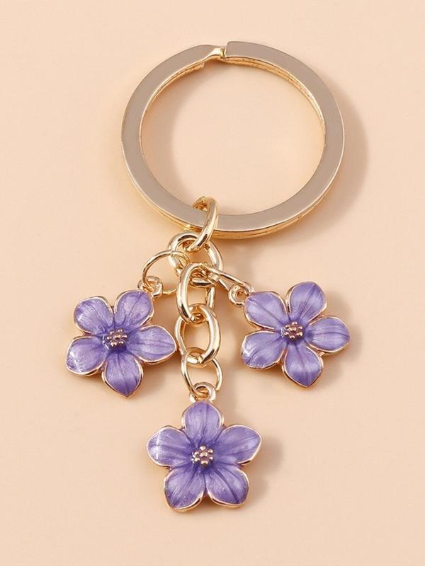 Flower Design Keychain, Cute Keychain for Women & Girls, Fashion Keychain for Car Keys, Bag Charm, Mobile Phone Pendant Decoration Accessories