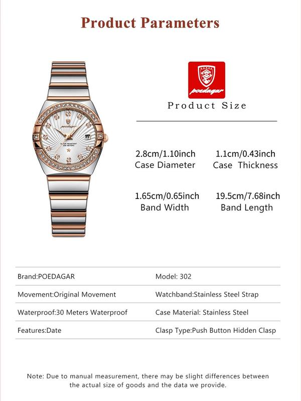 Women's Elegant Rhinestone Decorated Analog Quartz Watch, Fashionable Round Dial Waterproof Watch with Calendar Feature for Women & Girls, Trendy All-match Watch for Birthday Gift with Box