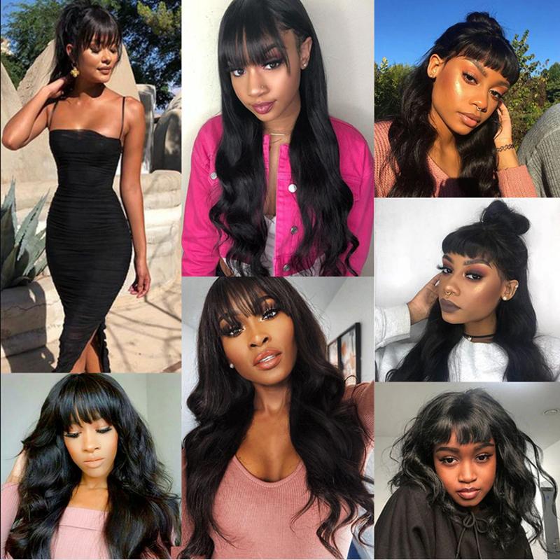 [Giving Sale] West Kiss Glueless Ready to Go Wig Body Wave 5x5 Lace Closure Wig with Bangs Glueless Human Hair Wigs Pre Cut Lace 5x5 Closure Wig Pre bleached Knots Beginner Friendly Human Hair Wig With Bangs 180% Density