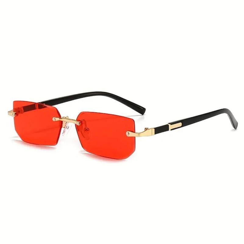 Mens Square Rimless Golden Frame Black Hip Hop Sunglasses Vintage Stylish Design Square Sunglasses