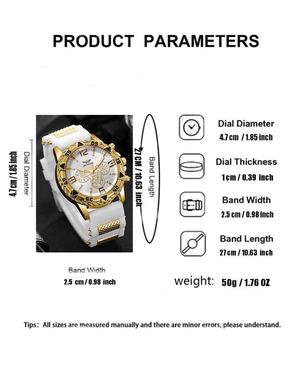 Men's Business Fashion Round Dial Quartz Watch, Fashion Watch for Party, Daily Clothing Decor, Trendy All-match & Exquisite Watch As Gift with Box