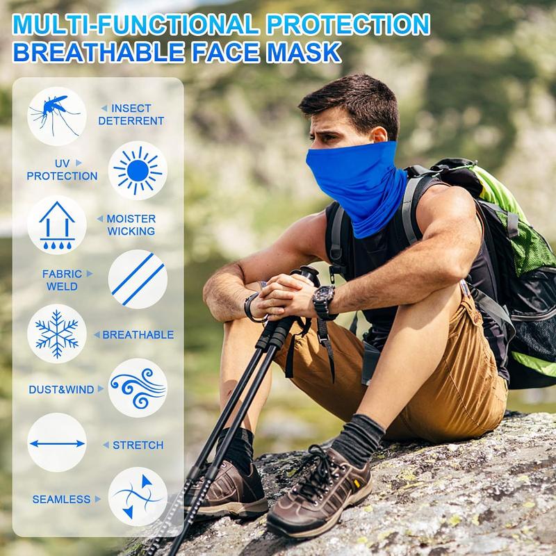 4 Pack Neck Gaiter Face Mask : Balaclava Face Cover Bandana & Gator Mask Headband Scarf  for Men Women