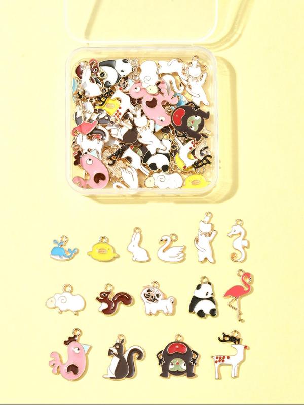 Cute Cartoon Animal & Marine Life Themed Alloy Enamel Pendants, Mixed Color Animal Theme Charm, Fashionable Jewelry Accessories for Diy Bracelet & Necklace Making