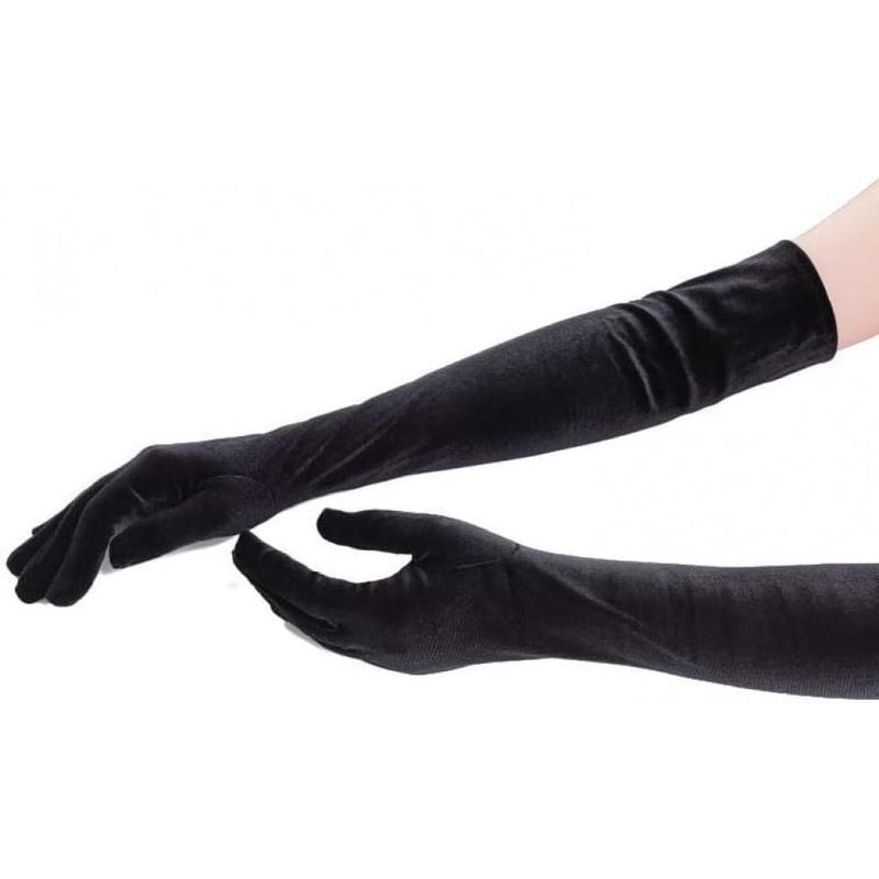 Women's Long-Velvet-Gloves for 1920s Party Opera Dinner Wedding Gloves 20''Stretchy Long Elbow Gloves for Ladies