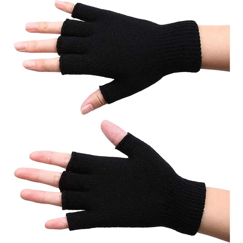 4 Pairs Winter Half Finger Gloves Knitted Fingerless Mittens Warm Stretchy Gloves for Men and Women