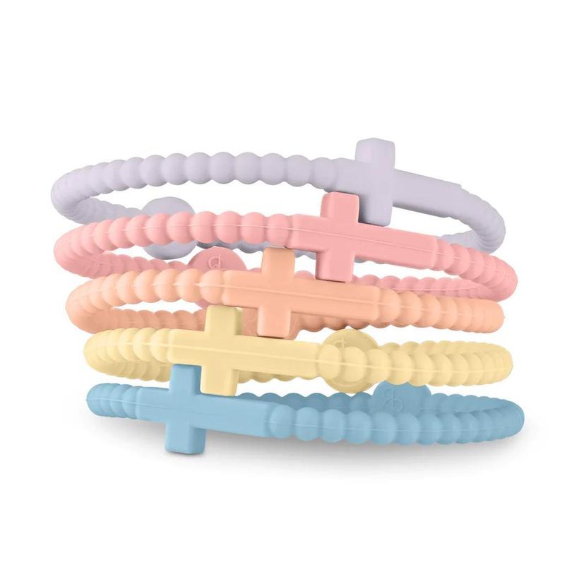 5 Counts Colorful Silicone Cross Bracelets Religious Waterproof Bracelets set for Women Girls Men Boys Sports Christian Catholic Birthday Gifts