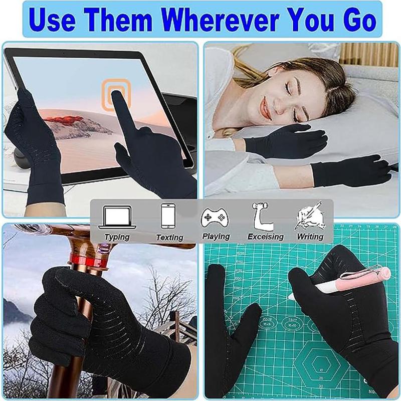 Full Finger Gloves, 1 Pair Copper Infused Gloves for Women & Men, Daily Cycling, Driving, Typing Gloves, Gym Accessories