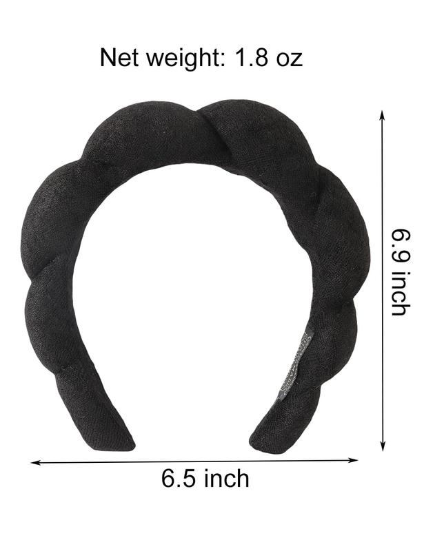 Towel Fleece Makeup Headband, Headband For Washing , Skincare Headbands With Sponge Filling, Soft And Absorbent Headband For Women's Beauty And  Care-Black