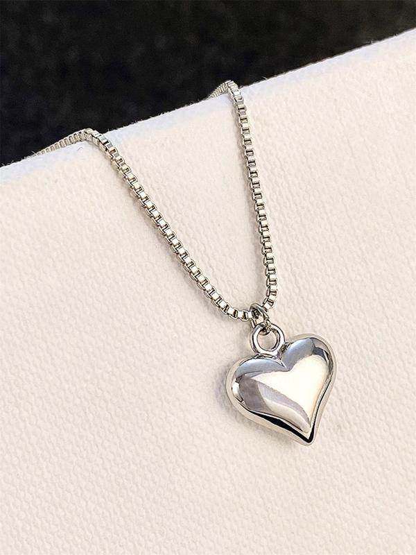 Elegant Heart Necklace As Gift for Girlfriend, Stainless Steel Matching Necklace, Fashion All-match Vintage Jewelry for Daily Decor